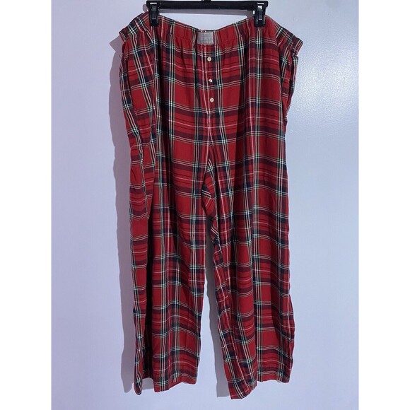 J Crew Pajama Pants Womens 3X Red Festive Plaid Flannel Lounge Christmas Holiday - Picture 1 of 12